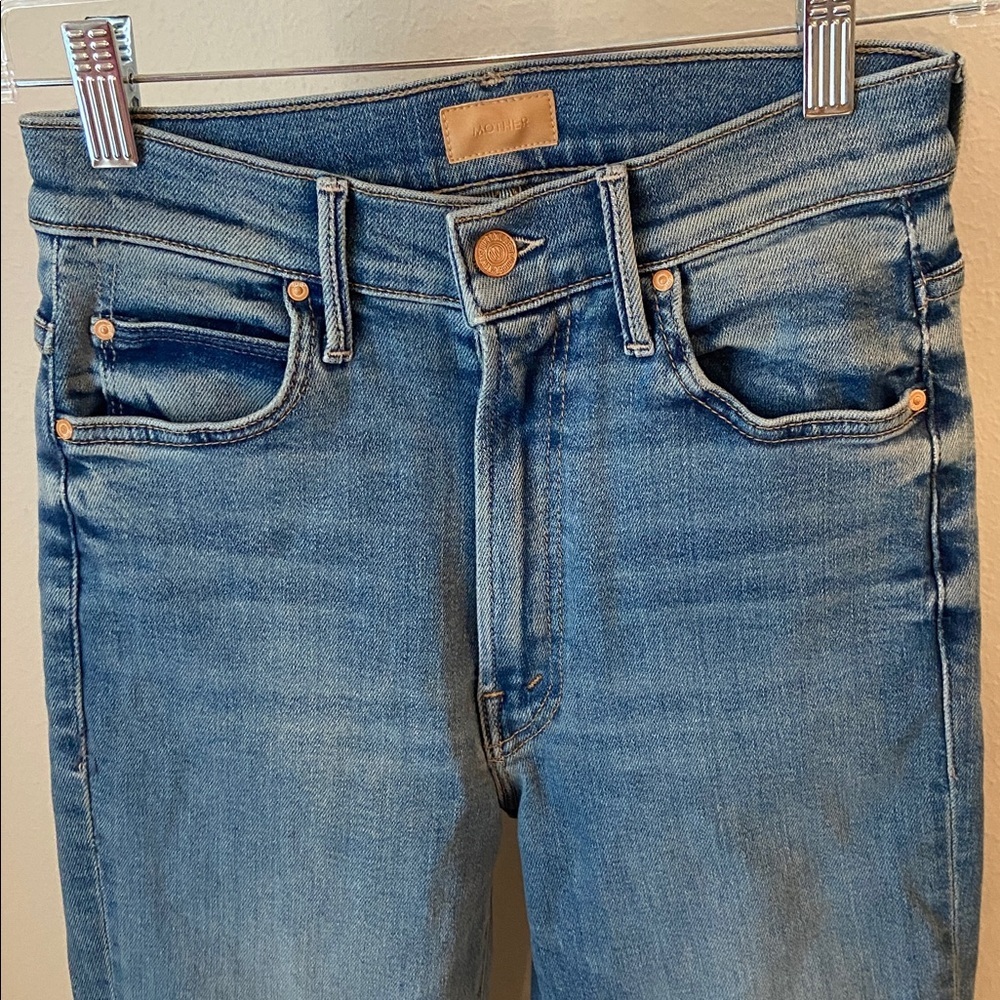 The Swooner Rascal Ankle MOTHER Jeans 26 Let’s Trip High Rise Slim Straight - Picture 6 of 7